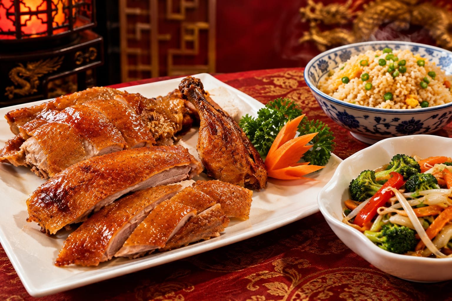 Peking-Ente mit Beilagen