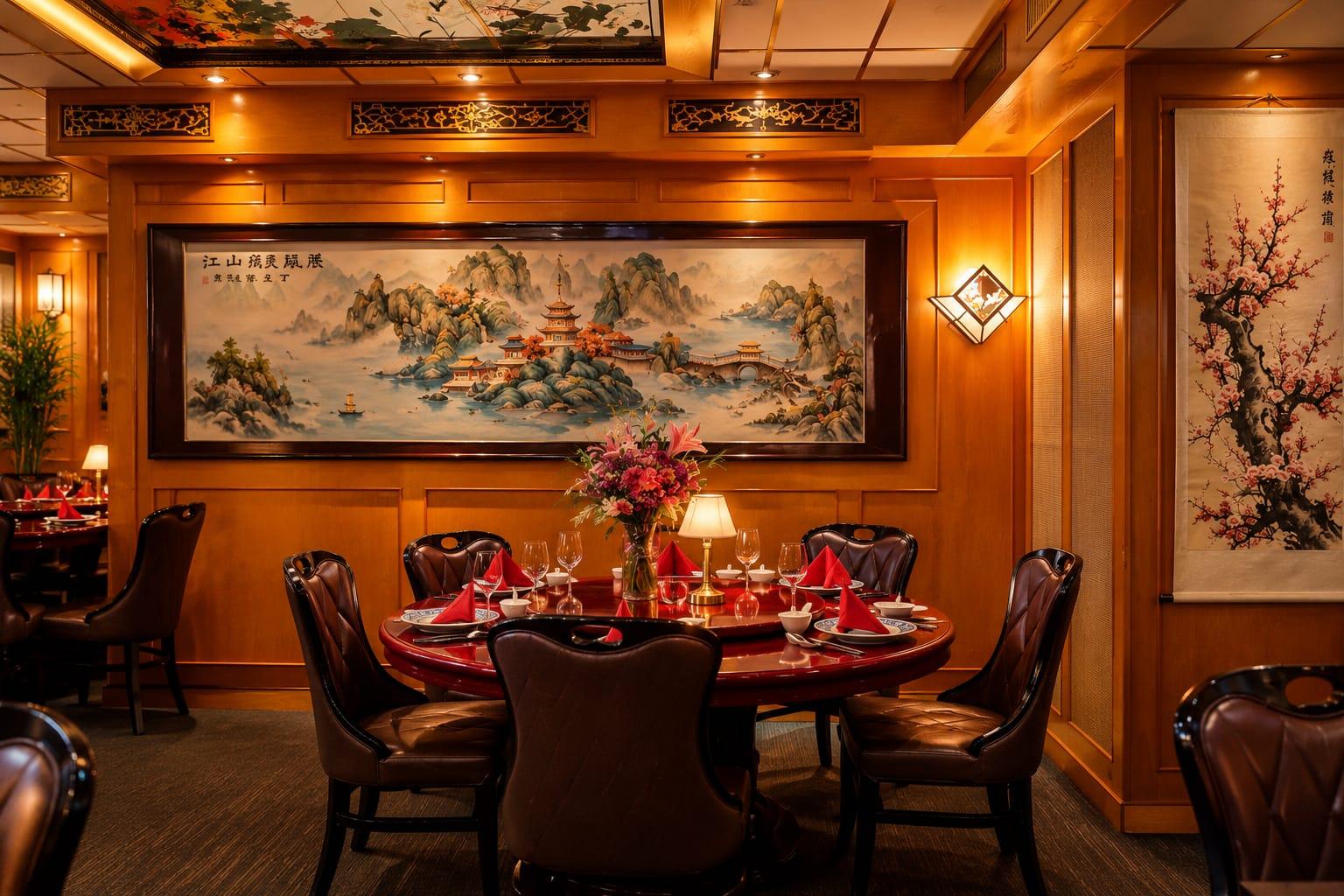 Elegant gedeckter Gastraum im China Restaurant Kaiser Palast Wiesbaden